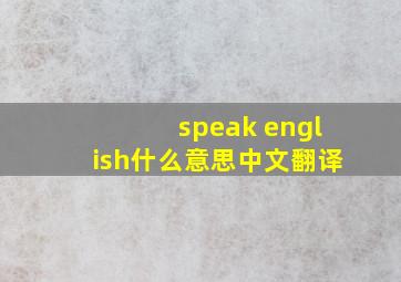 speak english什么意思中文翻译